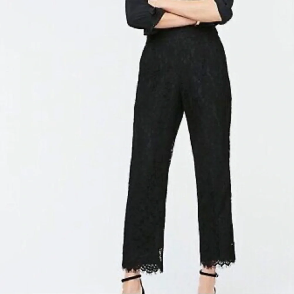J.Crew Black Lace Elastic Waist Pull On Easy Ankle Pant